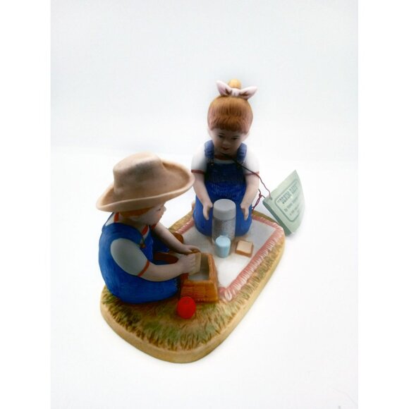 Denim Days by Home Interiors and Gifts 1998 Vintage Figurine Boy and Girl Picnic - Picture 4 of 12